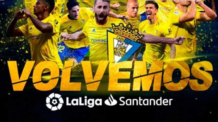 El Cádiz celebra su regreso a Primera 14 años después. (Imagen: @Cadiz_CF)