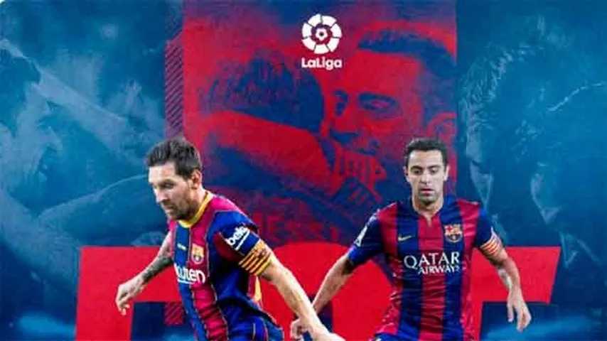 Leo Messi iguala a Xavi como jugador azulgrana con más partidos en la Liga. (Foto: @LaLigatv)