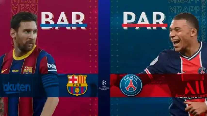 Messi frente a Mbappé en el duelo del Camp Nou.