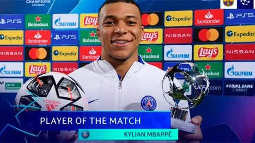 Kylian Mbappé, el hombre clave en la noche feliz del PSG en Barcelona. (Foto: @ChampionsLeague)