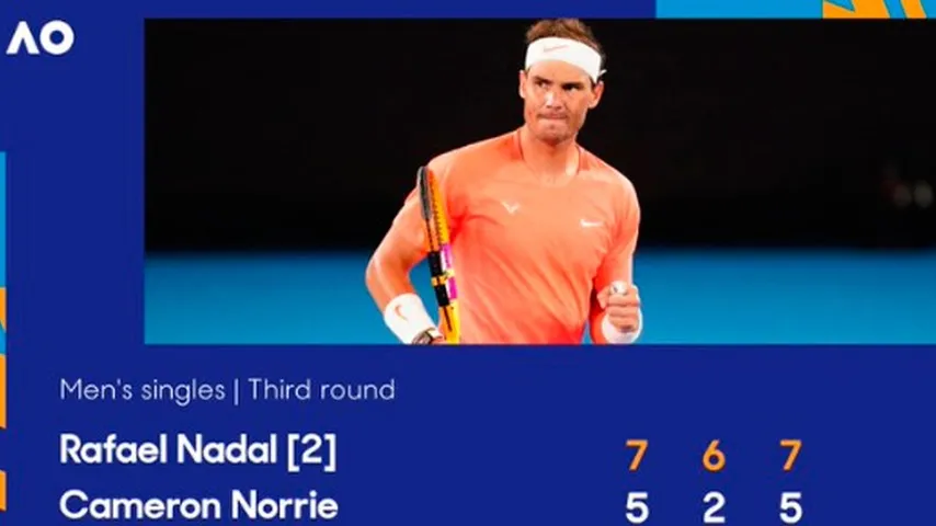 Nadal jugó esta vez ante las gradas vacías. (Foto: @AustralianOpen)