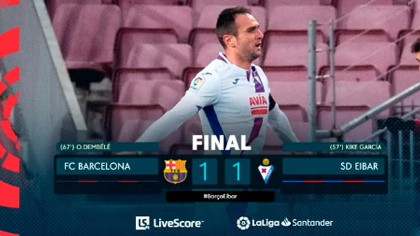 El Eibar puntuó por primera vez en el Camp Nou. (Foto: @LaLiga)